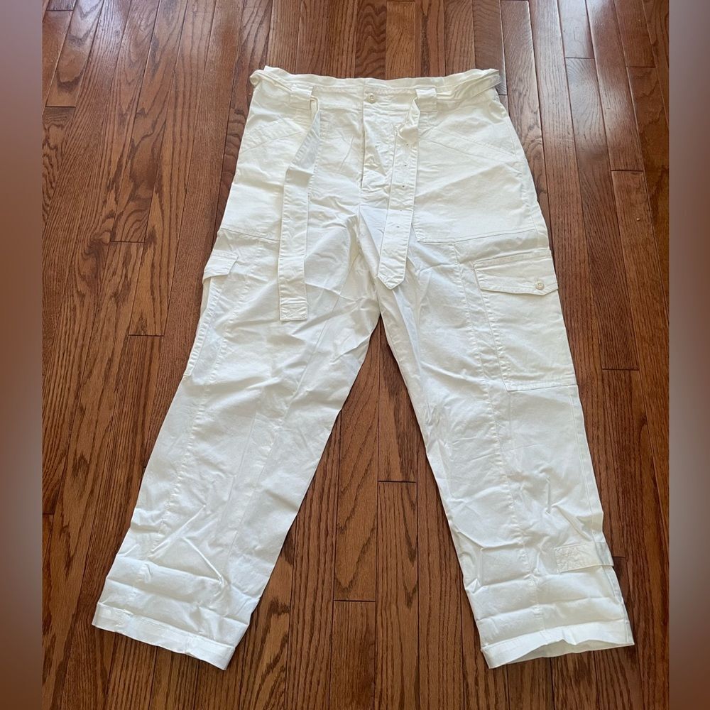 Alex Mill White Paperbag Waist Cargo Pants Sz 14